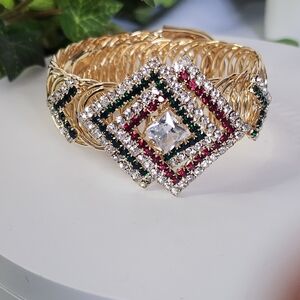 Gold with Crystal Stones Adjustable Braclet / Arm Cuff New